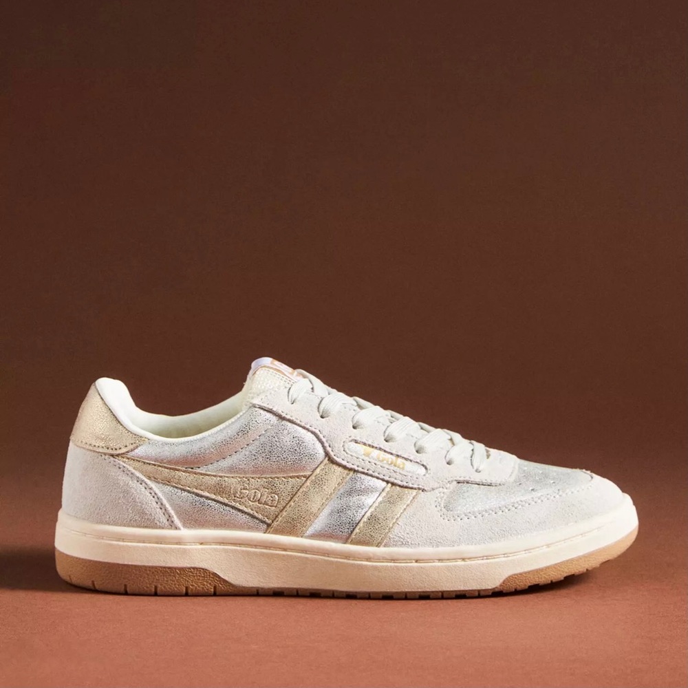 NIB Gola x Anthropologie Shimmer Hawk Sneakers Silver/Off White/Gold Sz 9.5